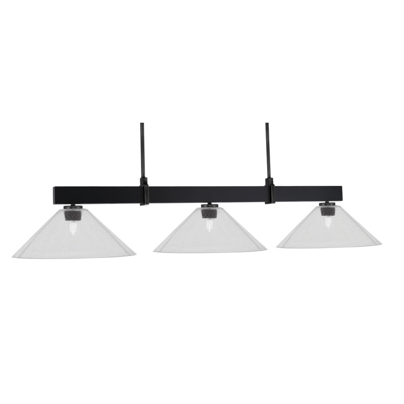 Bar 3 lumières Raheemah Wellington, Noir mat, Transparent, H 10,25 po x l 16 po x P 16 po