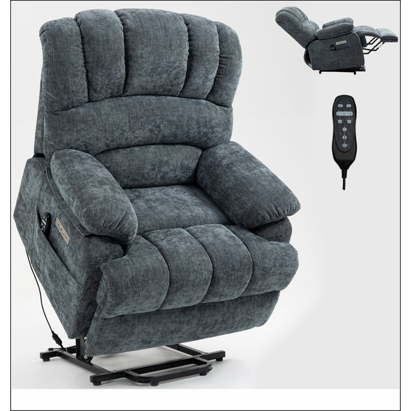 Fauteuil inclinable électrique en chenille de 23 po de large et à dossier haut avec massage par vibration 8 points et chauffage lombaire