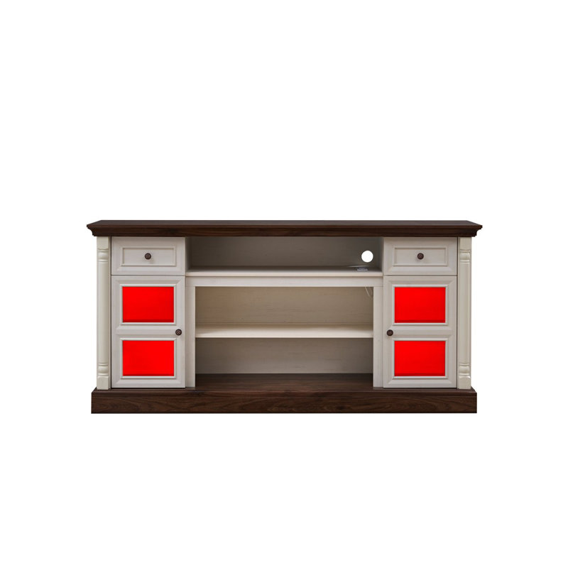 Farmhouse Fireplace TV Stand With Roman Column Styling, Up To 80-Inch TV, 70-Inch Modern Tall Entertainment Center With LED Lights, Living Room Media Console