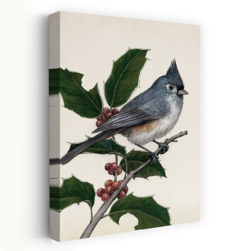 Mésange touffetée, paysage, nature, illustration, dessin, art contemporain, H 36 po x l 24 po