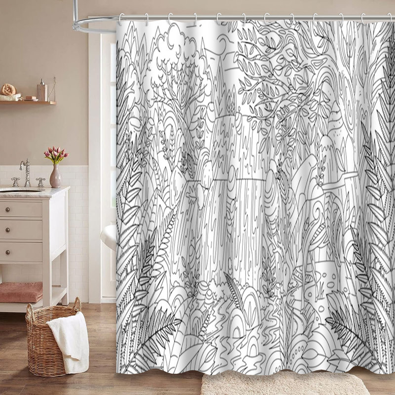Rideau de douche avec 12 crochets Waterfall, L 72 po x l 84 po
