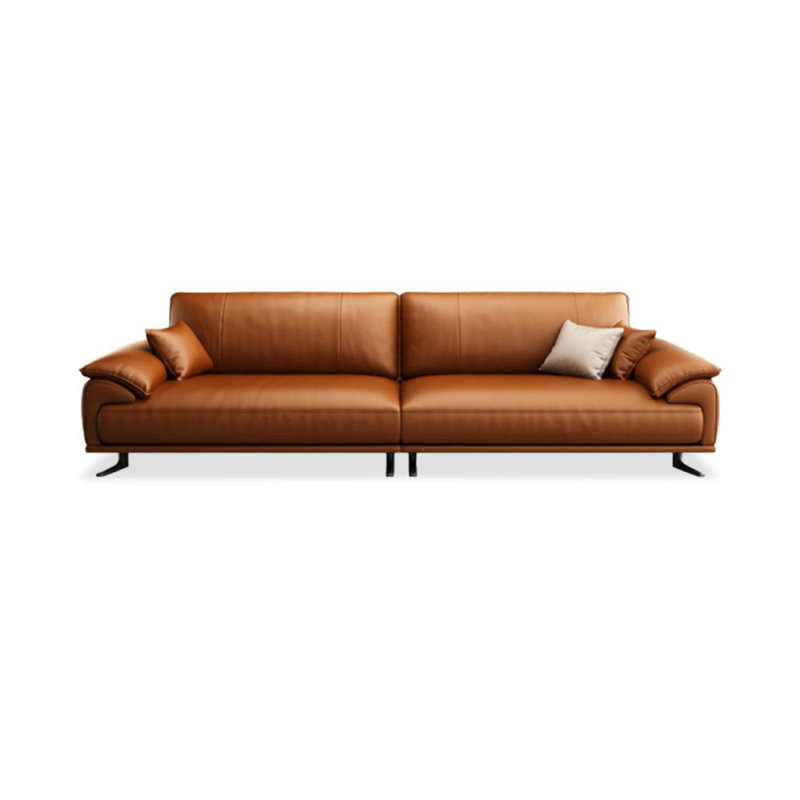Canapé modulaire orange en cuir véritable, Orange, H 33,46 po x l 102,36 po x P 34,65 po, 3