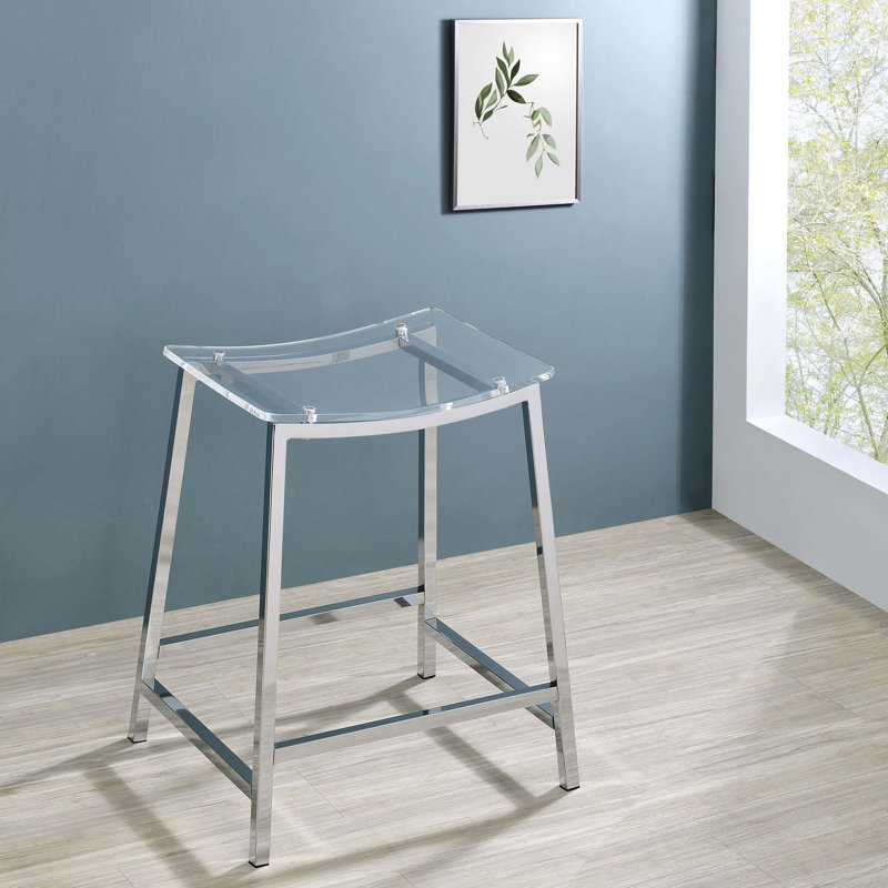 Ensemble de tabouret de comptoir moderne sans dossier avec assise en acrylique incurvé