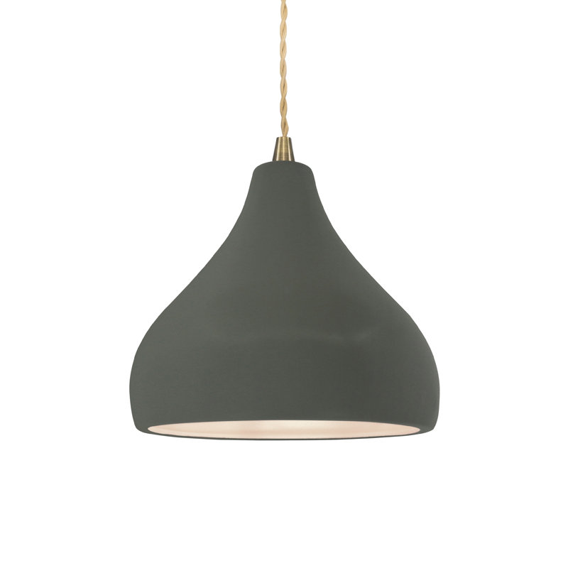 Luminaire suspendu à 1 lumière Meydan, H 7,25 po x l 8 po x P 8 po, Étain, vert, Laiton antique