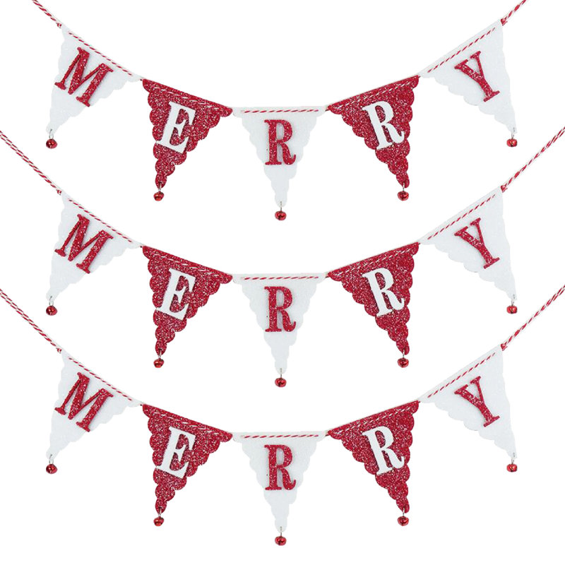 Merry Banner - Ensemble de 3 - 24 "- Rouge