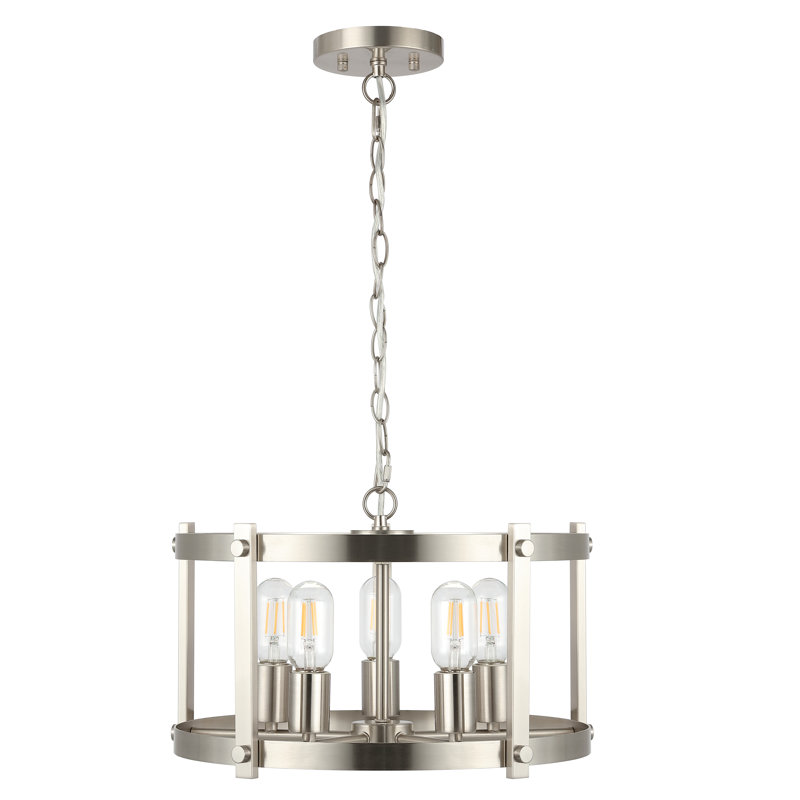 Luminaire suspendu cylindrique à 5 lumières Aliceville, Nickel, H 60,8 po x l 16,75 po