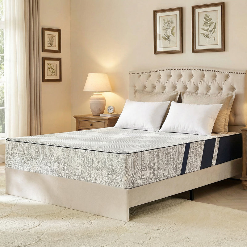 Matelas en mousse à mémoire de forme de qualité supérieure de 12 pouces - Motif à losanges avec système de refroidissement à 3 couches