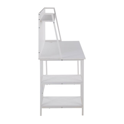 Bureau contemporain avec tablette en acier blanc et bois blanc