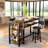 Bar Table Set For 2 With 4 Storage Shelves, 47" Industrial Breakfast Table And 2 Upholstered  Counter Stools W/ Backrest And Footrest, 3-Piece Dining Set For 2, Space Saving Bar Height Table And Chairs For Kitchen,Dining Room, Living Room, Studio, Pub-359164904-359164905