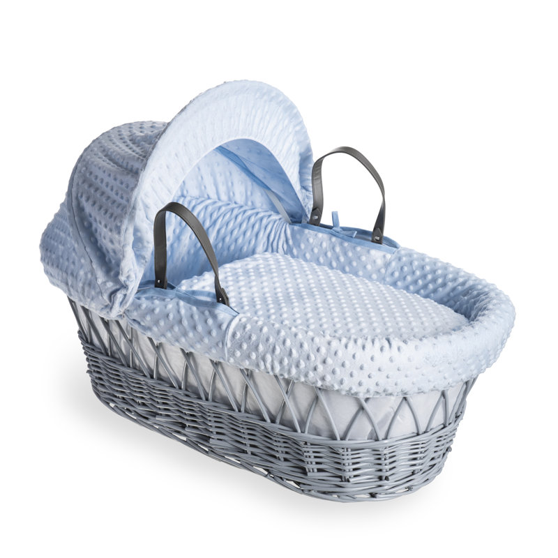 Dimple Wicker Moses Basket, Blue