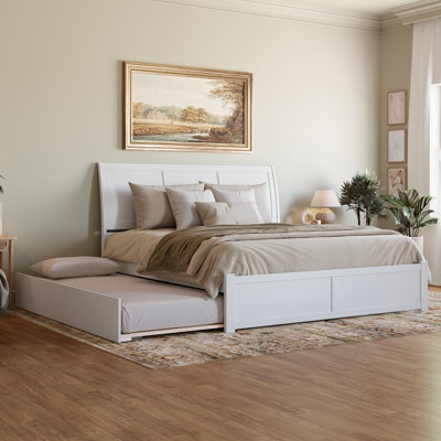 Portland Solid Wood Platform Bed with Panel Footboard and Trundle