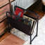 Porte-revues moderne en métal et similicuir - Organisateur minimaliste noir et brun pour décor industriel-1244807717