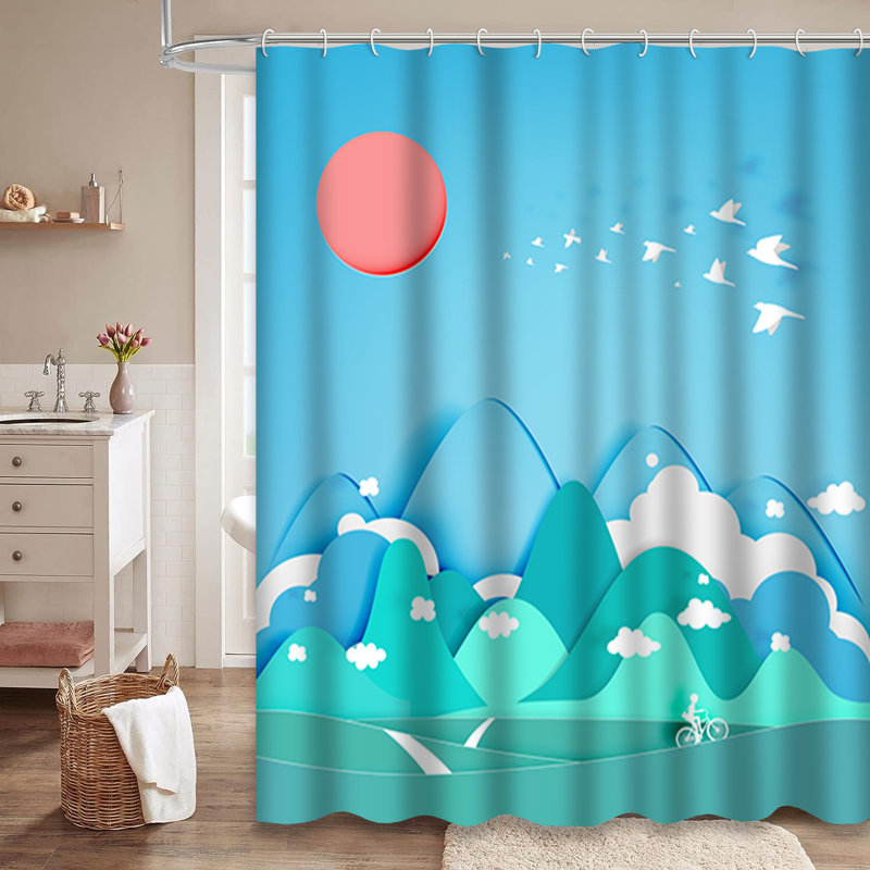 Rideau de douche coloré avec 12 crochets, L 72 po x l 72 po
