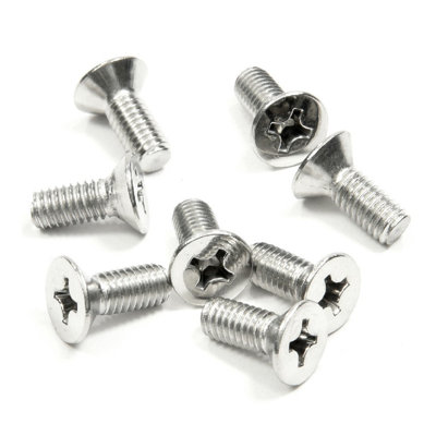 Brixwell PS615CH, plaque de recouvrement 6 x 15 mm, vis cruciformes à tête plate, longueur 9/16 po, finition chrome poli, paquet de 8 