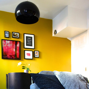 Bold yellow accent wall