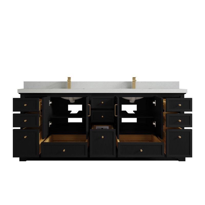 Ensemble de meuble-lavabo double 84 po Alys (option boutons)