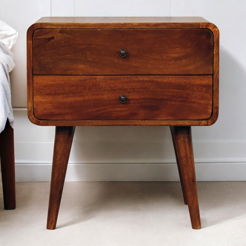 Solid Wood Large Curved Chestnut Bedside