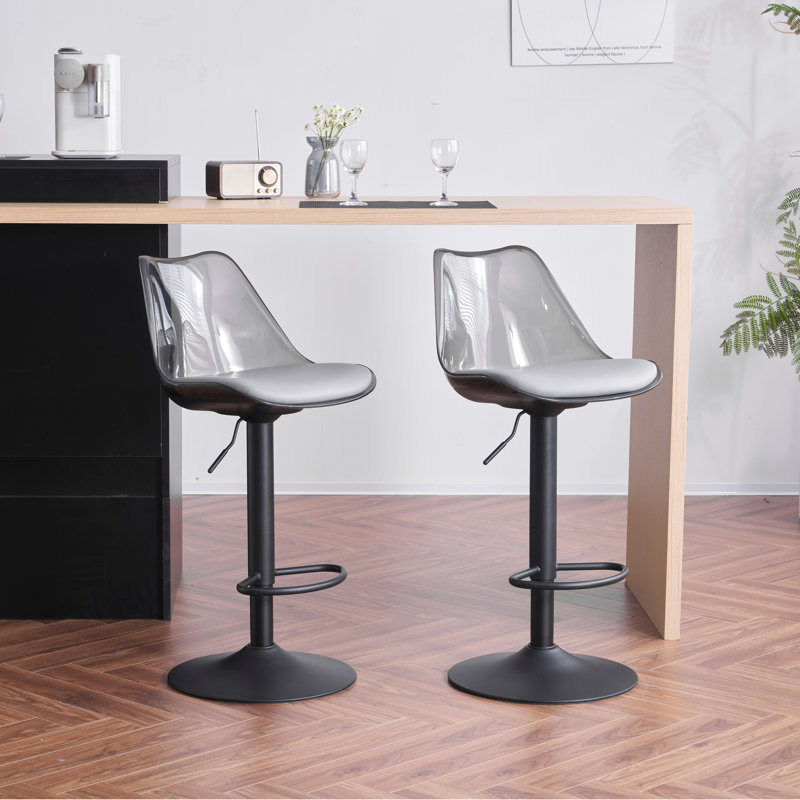 Swivel Upholstered Adjustable Height Counter Stool, Gray