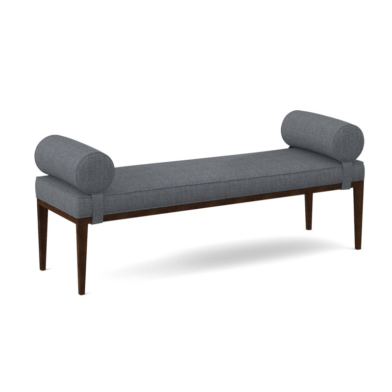 Brooklyn Upholstered Bench, American Walnut, Elise Harbor 100% Polyester