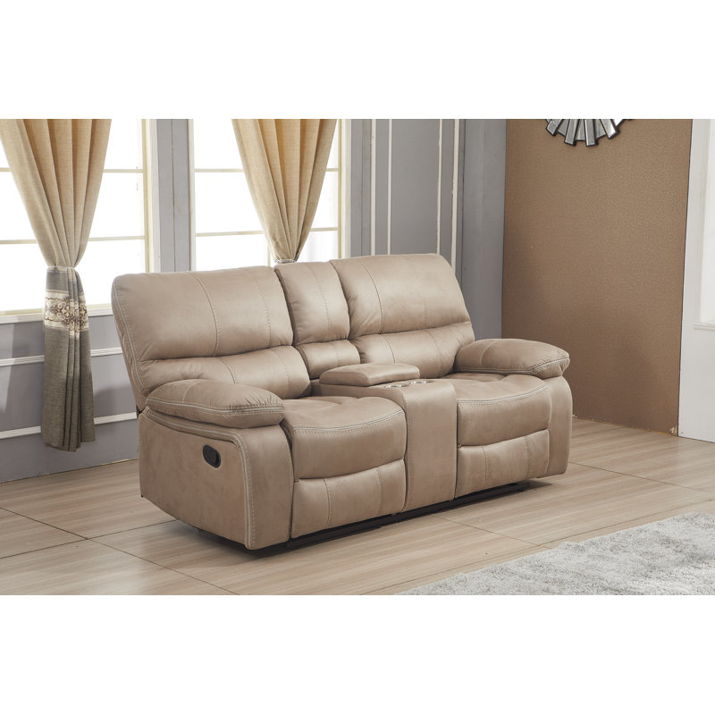 Fleuridor Upholstered 78'' Reclining Loveseat, Taupe 