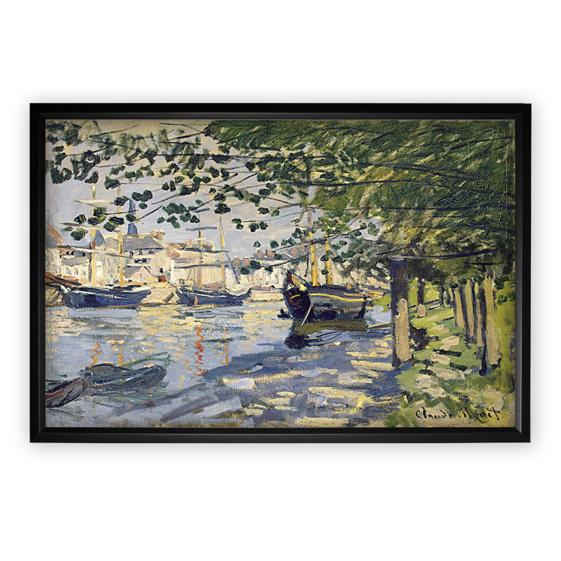 " The Seine At Rouen ", 30" H x 42" W x 2" D, Black Framed, No Mat
