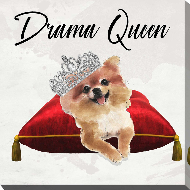 Drama Queen Pomeranian (Square) par By Jodi - impression, H 36 po x l 36 po x 1,5 po, Toile tendue