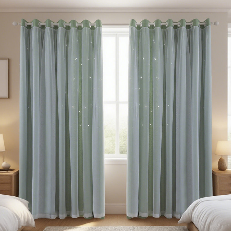 Green Kids Window Blackout Curtains For Bedroom Window Room Darkening Curtains & Drapes Baby Nursery Curtains (2 Panel, 40Wx84l Inch)