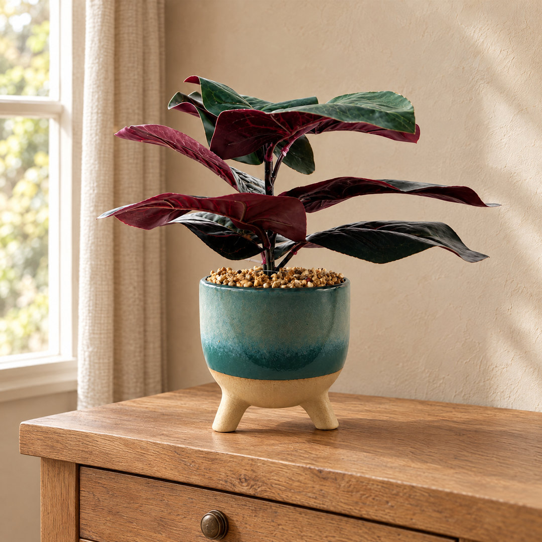 35 cm H Faux Foliage and evergreen Plant in Ceramic Pot