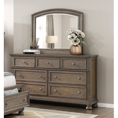 Commode de style transitionnel brun antique avec commode à bijoux 7X