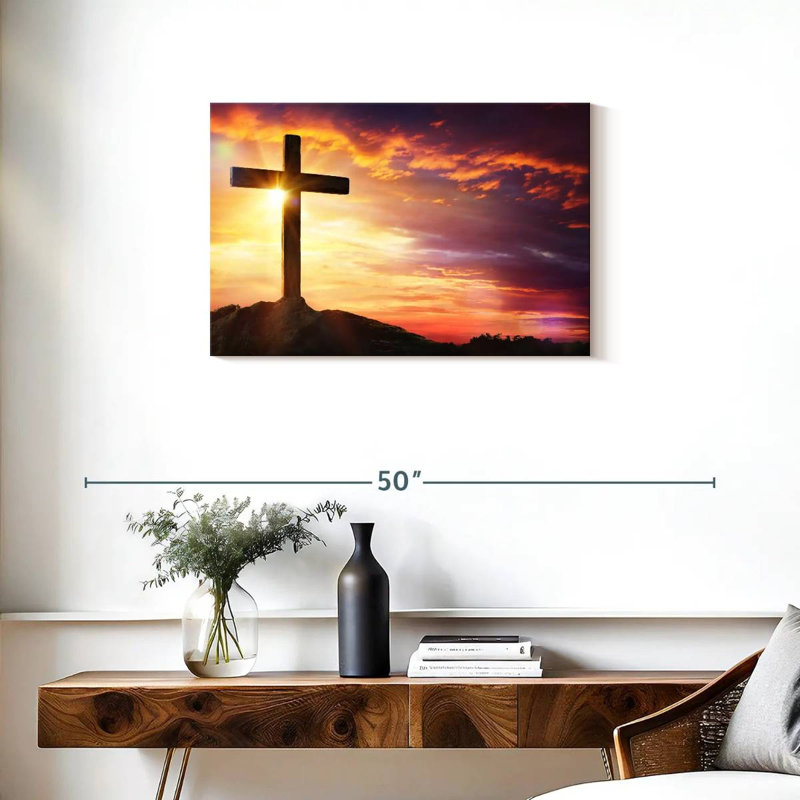 Adella Sunset With Cross, 20" H x 30" W