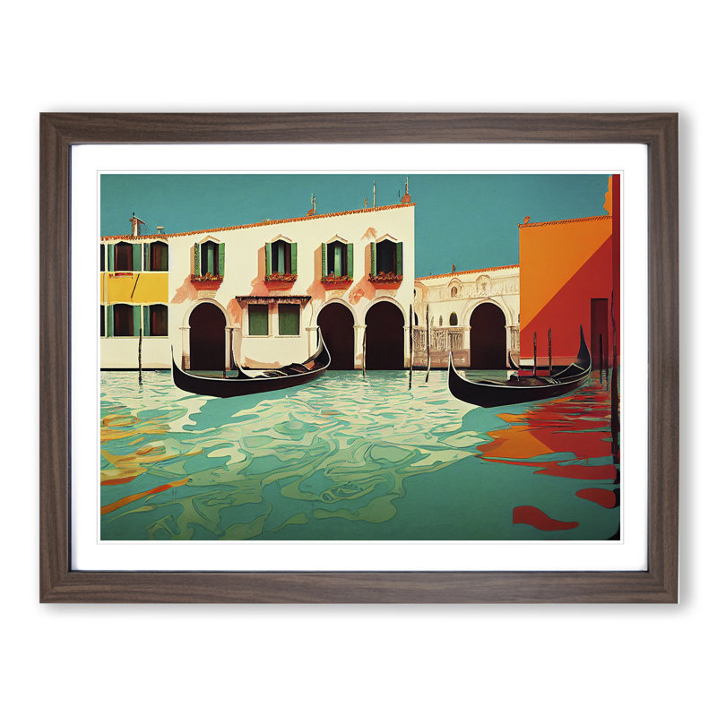 Modern Venice Canal Vol.1 - Framed Print, 46cm H x 64cm W x 2cm D, Brown Framed