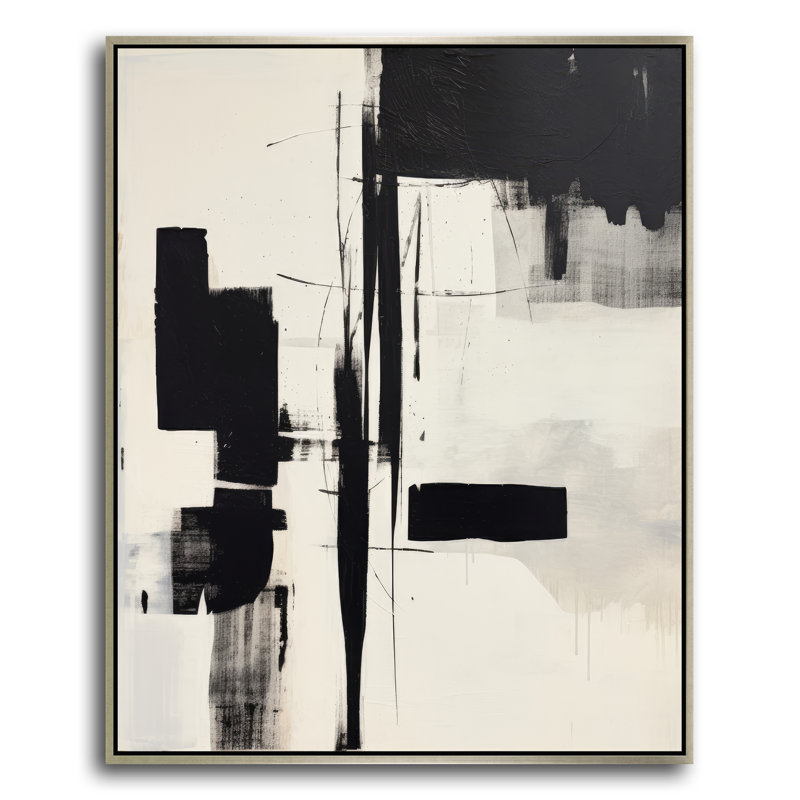 Abstract Print, Silver, Floater Framed