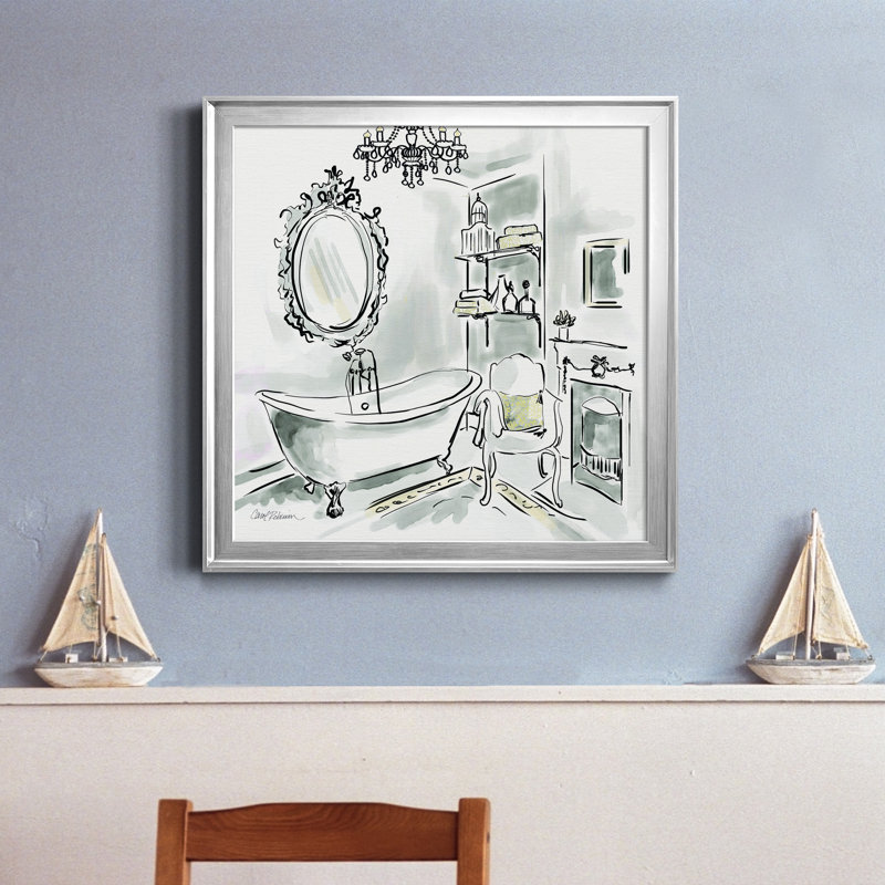 «Opulent Bath II», reproduction d'art sur toile, H 22,5 po x l 22,5 po x P 1,5 po, Toile encadrée argentée