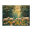 Mignon mouton au printemps fleurs I - décoration murale en bois de mouton - sur bois de pin naturel-1483497758