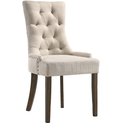 Of 2 Beige Fabric Back Chairs For Dining - Luxury Look 2pcs Upholstered