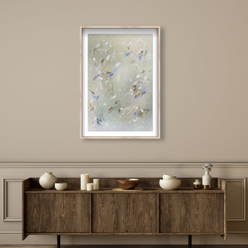 Spontaneous Trace Shadowbox Abstract Print by Oliver Gal, Black Frame, 10 x 15, Natural Oak Shadowbox, 31.5"H x 46.5"W