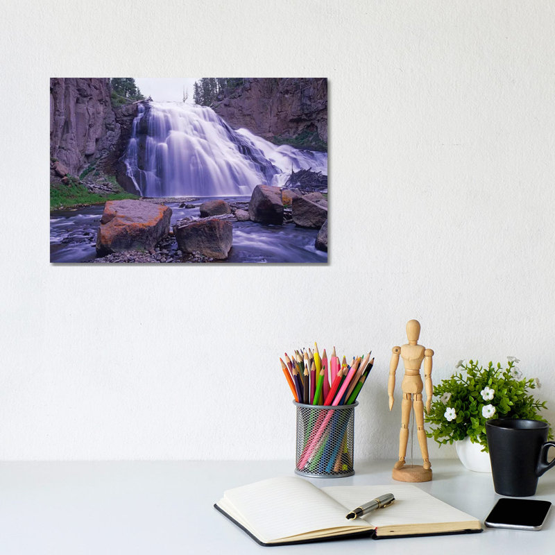 Gibbon Falls Cascading Into River, Yellowstone National Park, Wyoming by Tim Fitzharris - Wrapped Canvas Print