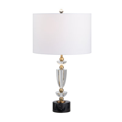 26.75" Marble Table Lamp With White Shade