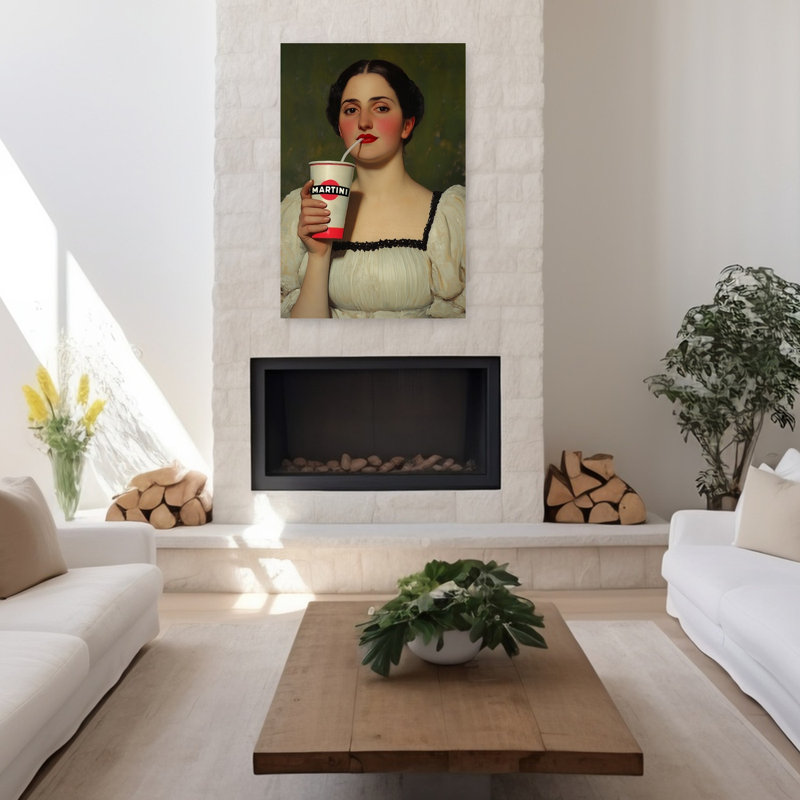 Art contemporain rétro, romantique, surréel, H 48 po x l 32 po