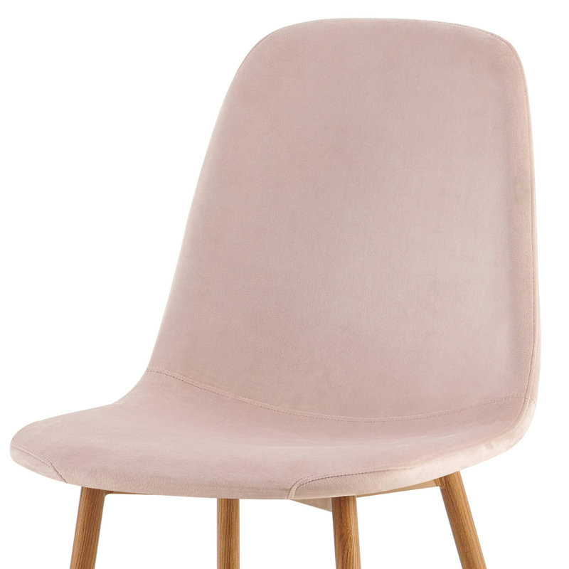 Allaina 55cm H Upholstered Metal Side Chair, Oak Wood, Cream