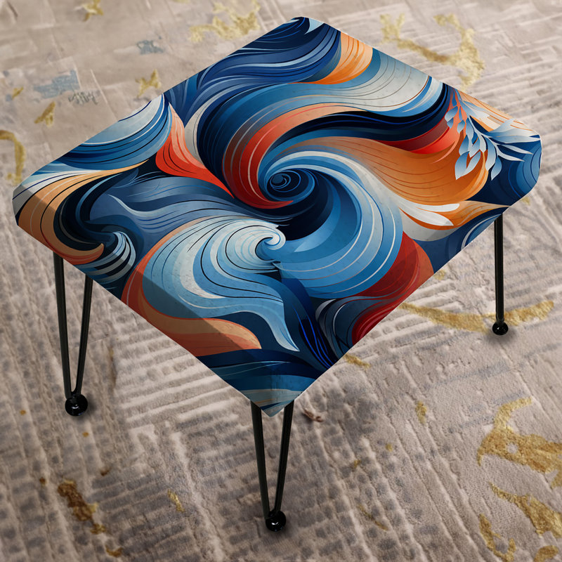 Repose-pieds géométrique bleu et orange