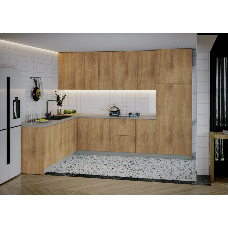 Cuisine complète moderne en panneau de fibres à densité moyenne en panneau de fibres à densité moyenne l 126 x P 96 x H 96 WALLKITCHENS 