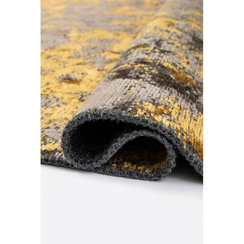 Rapture Yellow/Gray Luxury Area Rug, Rectangle 7'10" x 11'2"