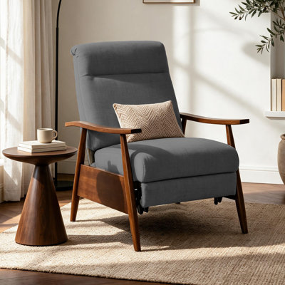  Adjustable Recliner with Manual Push-Back Reclining and Integrated Footrest