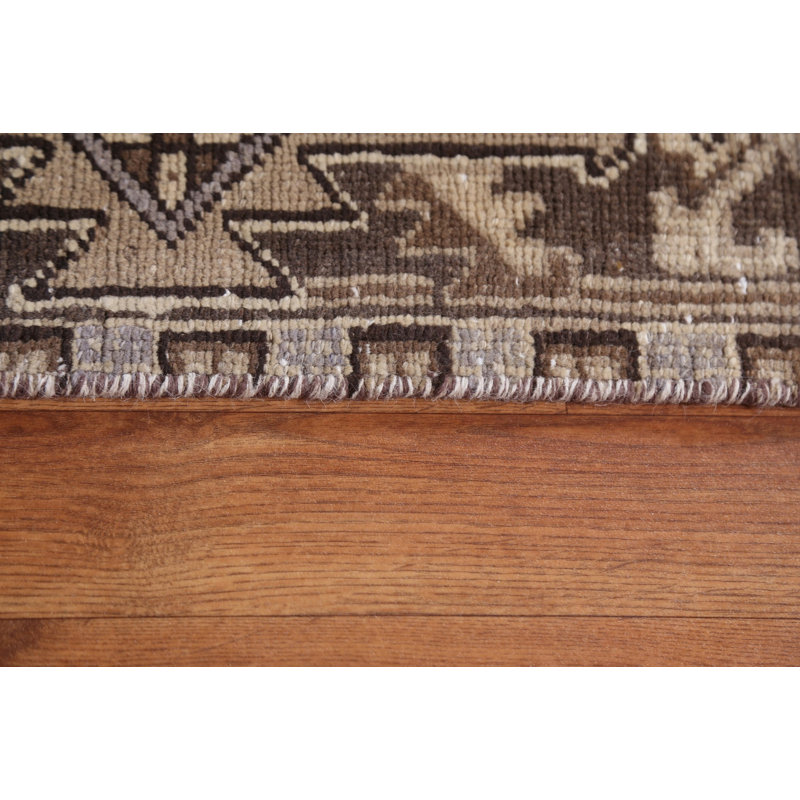 Tapis beige en laine noué à la main de conception unique des années 1960 8 pi 4 po x 10 pi 11 po Huascar