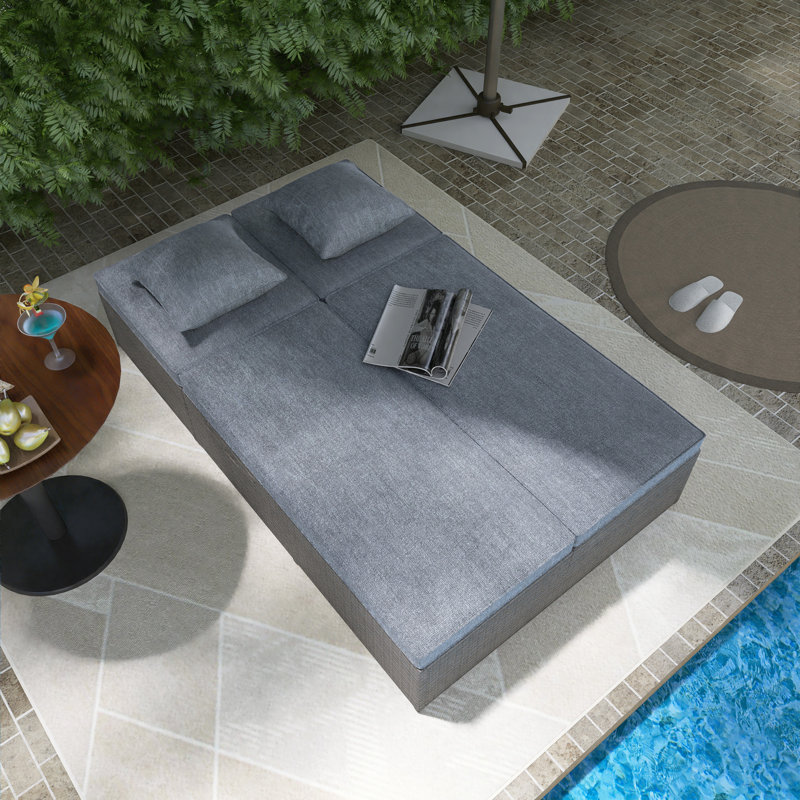 Lit de jour pour terrasse inclinable en osier 47,2 po, Gris