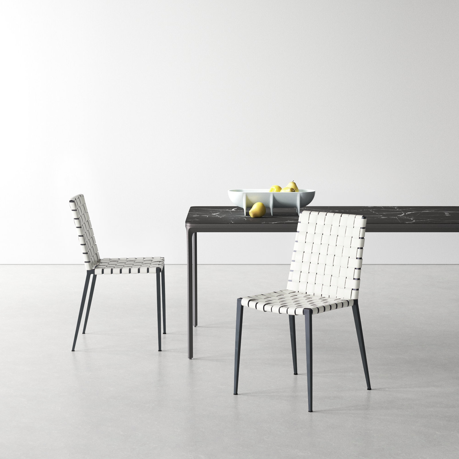 Brett Leather Upholstered Side Chair, Black, White