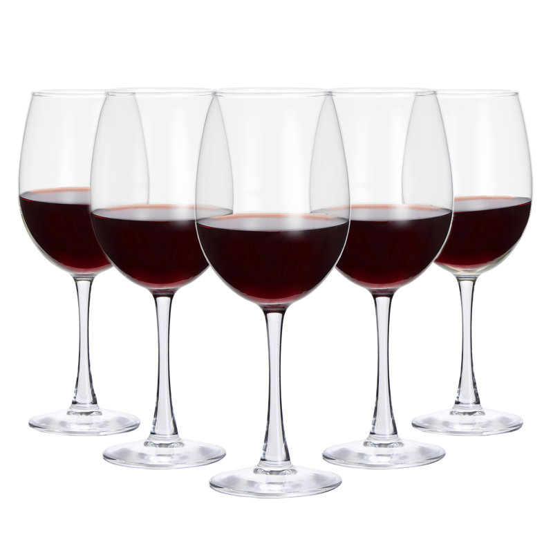 Verres à vin Lorren Home Trends, verre transparent, capacité de 16 onces, long pied, ensemble de 6