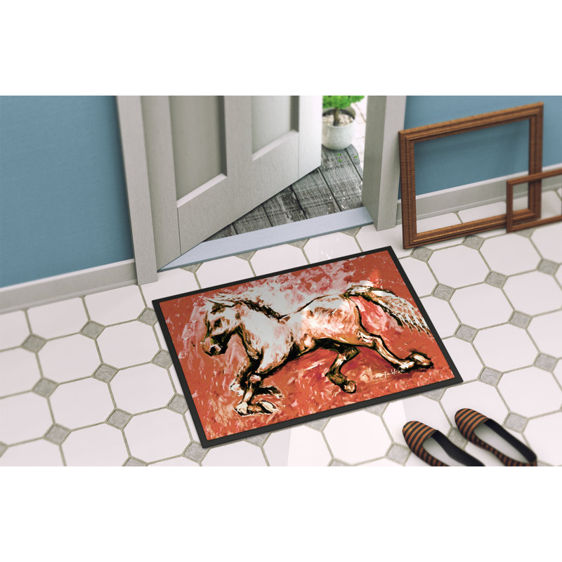 Tapis de porte d’intérieur anti-dérapant cheval, Rectangle 1 pi 6 po x 2 pi 3 po