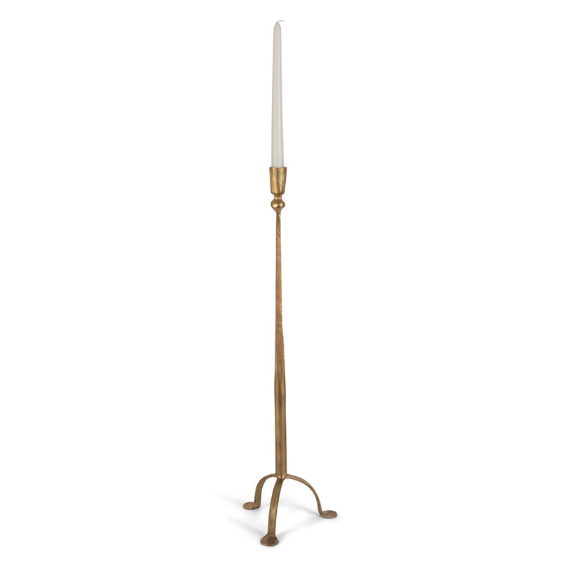Bougeoir en fer doré antique, 28 po